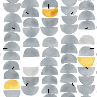 Abstract Grey Watercolor Crescent Pattern Square Wall Clock