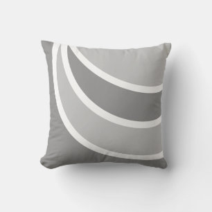 Abstract grey & white wavy geometric shapes throw pillow
