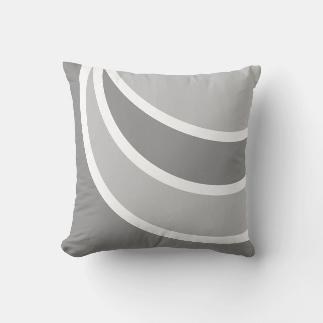 Abstract grey & white wavy geometric shapes throw pillow (Front)