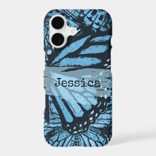 Abstract Grunge Blue Butterfly Art Personalized