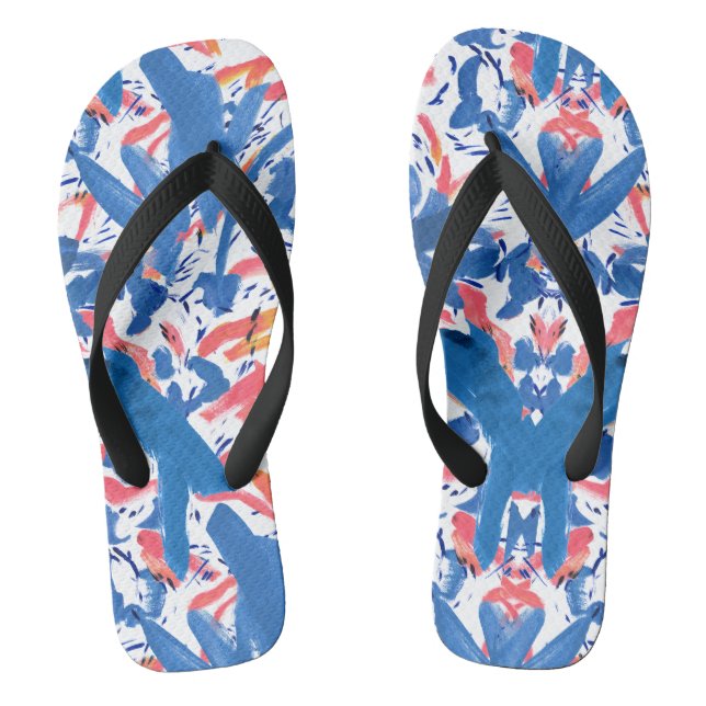 Abstract Grunge Floral Pattern  Flip Flops (Footbed)
