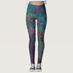 Abstract grunge gold textures leggings