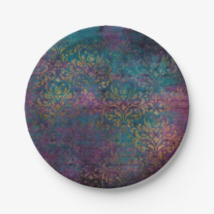 Abstract grunge gold textures paper plate
