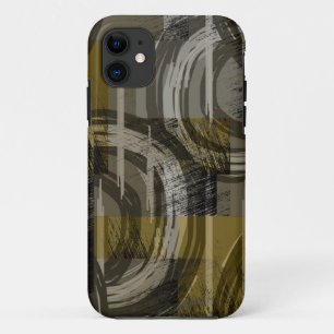 Abstract grunge, monochrome brown iPhone 11 case