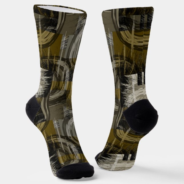 Abstract grunge, monochrome brown socks (Angled)
