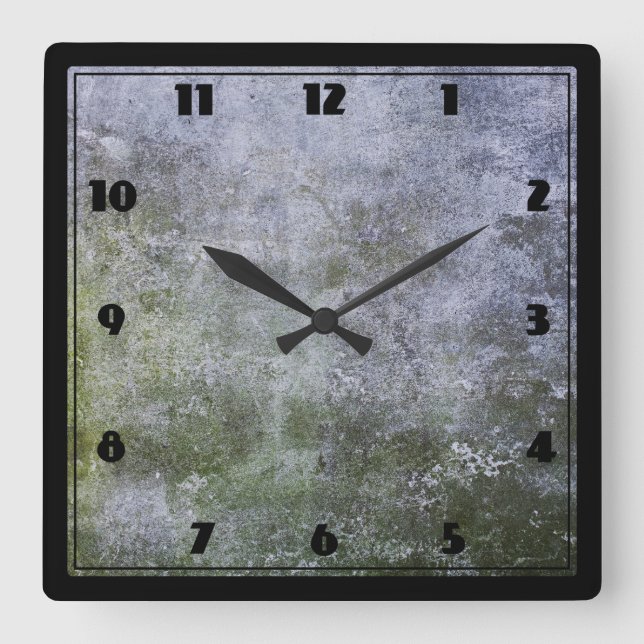 Abstract Grunge Moss Covered Concrete Wall Texture Square Wall Clock (Front)
