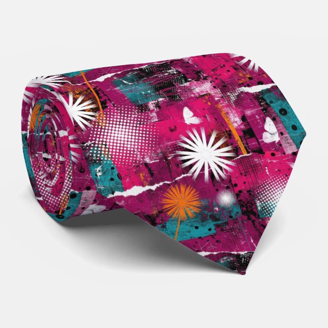 Abstract Grunge Pattern with Dandelion Tie (Rolled)