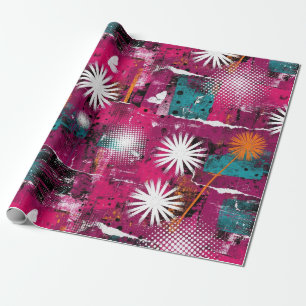 Abstract Grunge Pattern with Dandelion Wrapping Paper