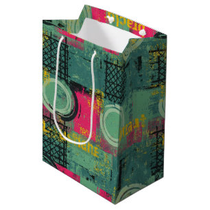 Abstract Grunge Pattern with Geometric Shapes Medium Gift Bag