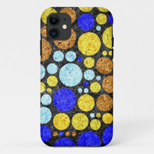 Abstract Grunge Polka Dots   Yellow Blue Aqua iPhone 11 Case