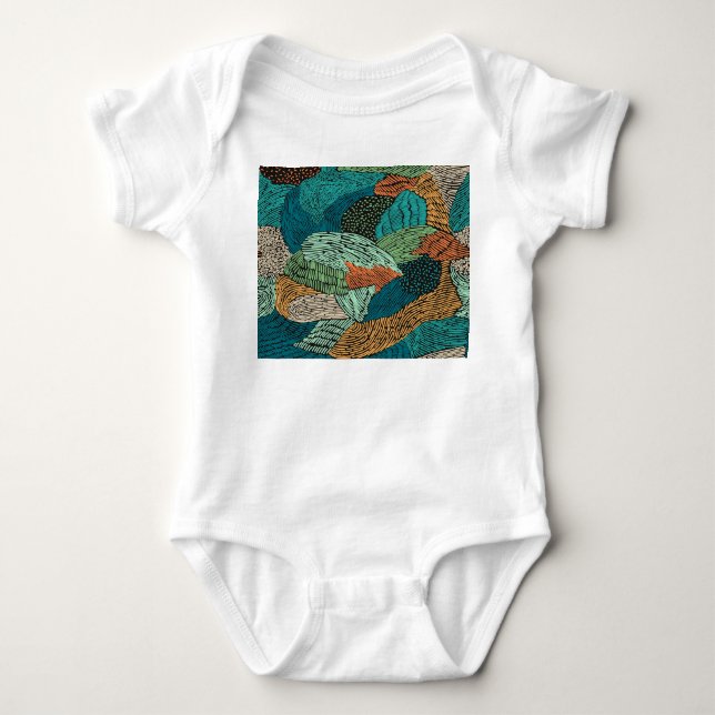 Abstract Grunge: Seamless Pattern Design. Baby Bodysuit (Front)