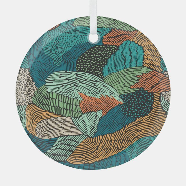 Abstract Grunge: Seamless Pattern Design. Glass Ornament (Front)