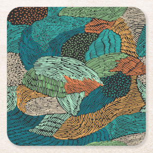 Abstract Grunge: Seamless Pattern Design. Square Paper Coaster