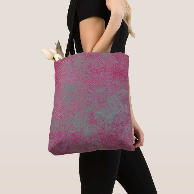 Abstract grunge texture leather tote bag (Close Up)