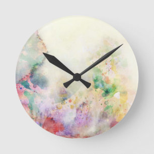 Abstract grunge texture with watercolor paint round clock