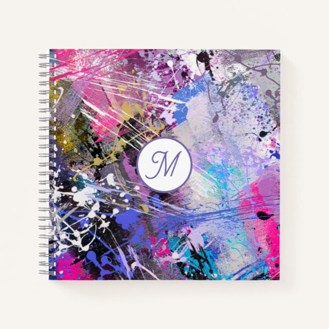 Abstract Grungy Colourful Paint Notebook (Front)