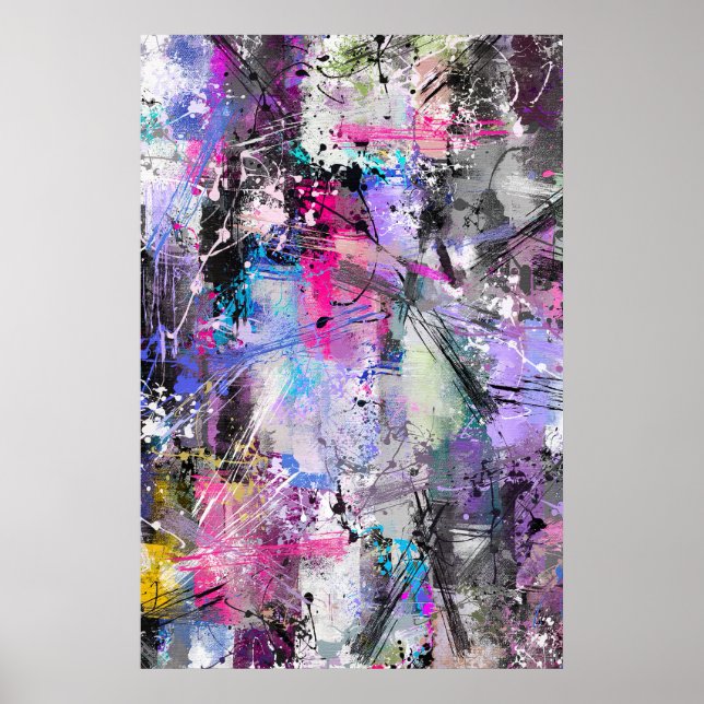 Abstract Grungy Colourful Paint Poster (Front)