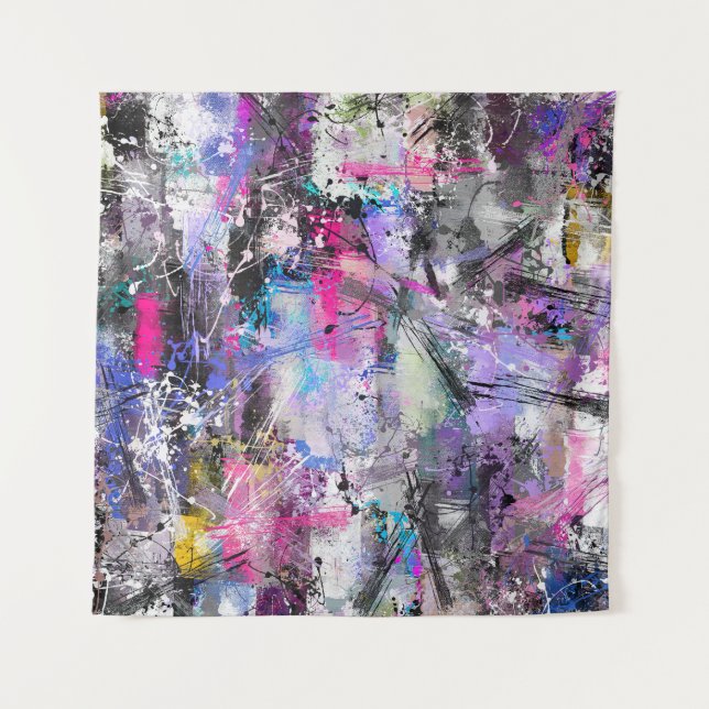 Abstract Grungy Colourful Paint Tapestry (Front)