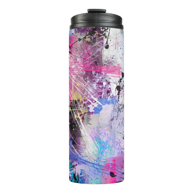 Abstract Grungy Colourful Paint Thermal Tumbler (Front)