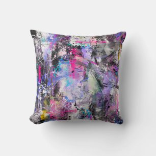 Abstract Grungy Colourful Paint Throw Pillow