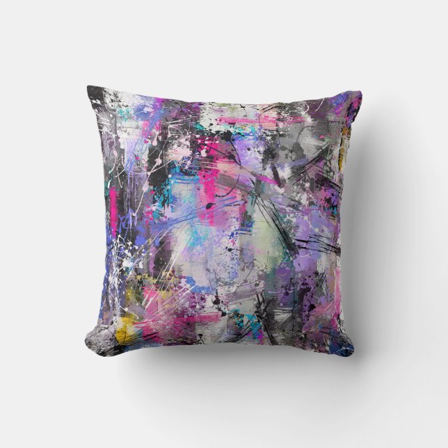 Abstract Grungy Colourful Paint Throw Pillow (Front)