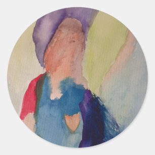 Abstract Guardian Angel Round Sticker