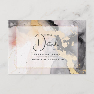 Abstract Guest Details Black Gold Rose Pink  Enclosure Card