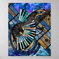 Abstract Guitar and Keys Art Collage Mixed Texture