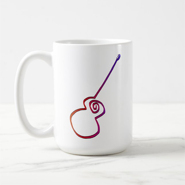Abstract Guitar - Minimalist Line Art Coffee Mug (Left)