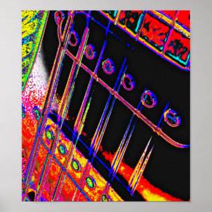 Abstract Guitar Modern Pop Art Poster Rock N Roll