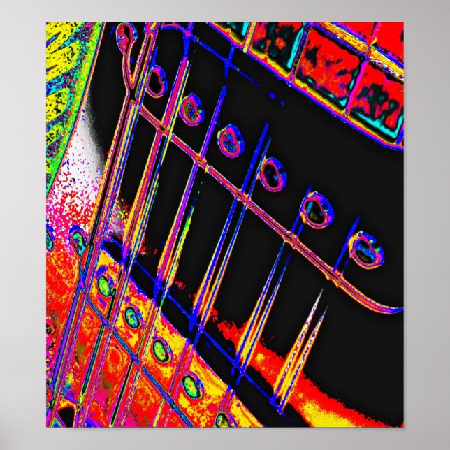 Abstract Guitar Modern Pop Art Poster Rock N Roll (Front)