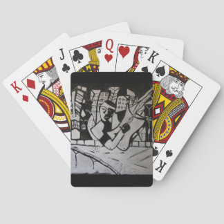 ABSTRACT GUITARIST BLACK WHITE PLAYING CARDS