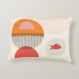 Abstract half circle Dots fish Pillow2 16" x 12"  Accent Pillow