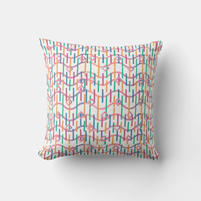 Abstract Half Circles Mod Op Fusion Art Pattern Throw Pillow (Front)