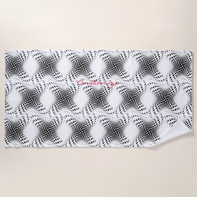 Abstract Half-tone Circle X's Thunder_Cove Beach Towel (Front)