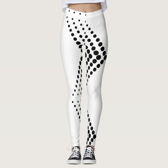 Abstract Half-tone Pulsating Circle Zigzag Leggings (Front)