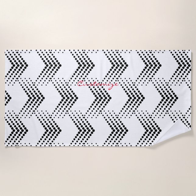 Abstract Half-tone Zigzag Circles Thunder_Cove Beach Towel (Front)