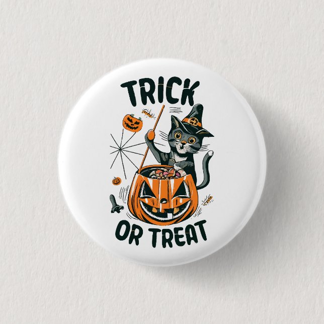 Abstract Halloween Cat 1 Inch Round Button (Front)