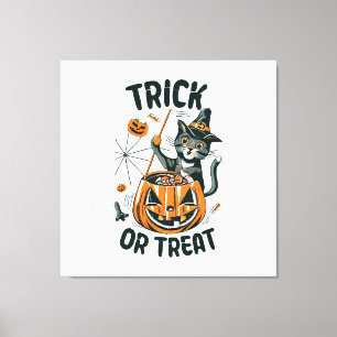 Abstract Halloween Cat Canvas Print