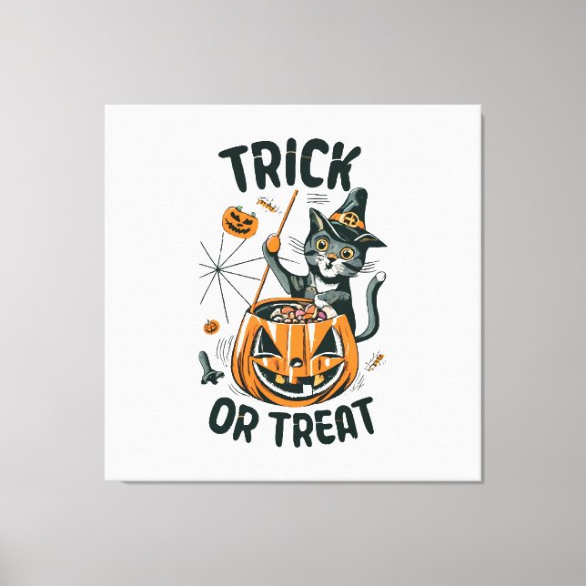 Abstract Halloween Cat Canvas Print (Front)