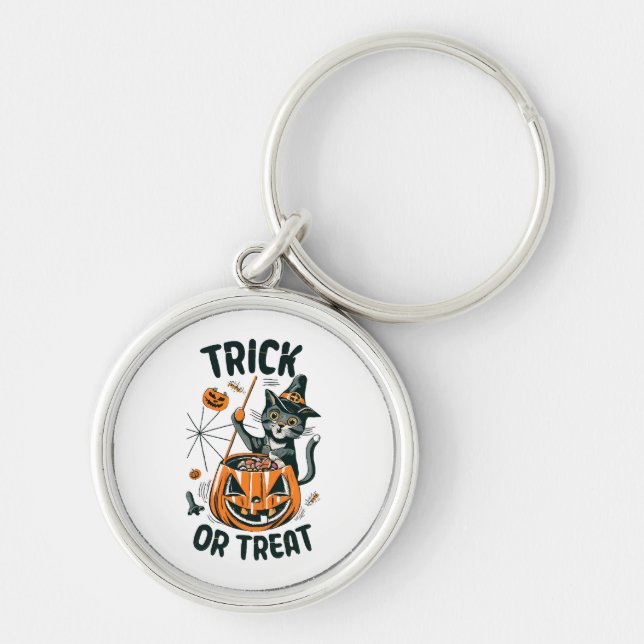 Abstract Halloween Cat Keychain (Front)