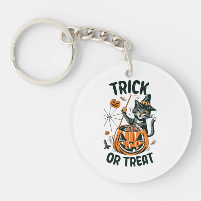 Abstract Halloween Cat Keychain (Front)