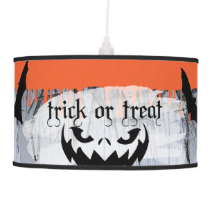 Abstract Halloween Party "Treat or Trick" Wood Pendant Lamp