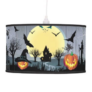 Abstract Halloween Party "Treat or Trick" Wood Pendant Lamp