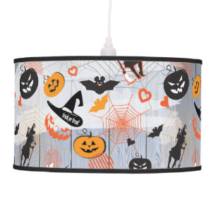 Abstract Halloween Party "Treat or Trick" Wood Pendant Lamp