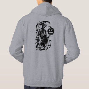 Abstract Halloween Skeleton on Back Hoodie