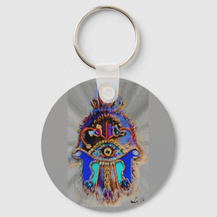 ABSTRACT HAMSA BY LIZ LOZ KEYCHAIN