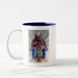 ABSTRACT HAMSA BY LIZ LOZ Two-Tone COFFEE MUG