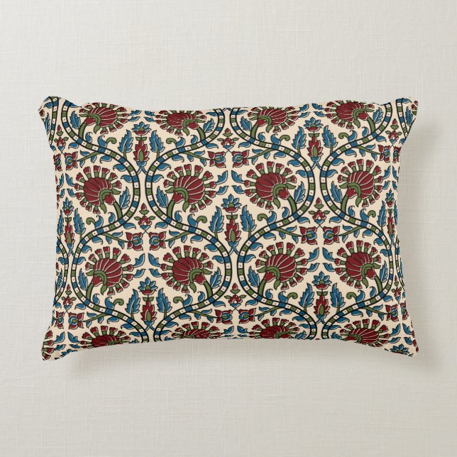 abstract hand block ajrakh print background design accent pillow (Front)