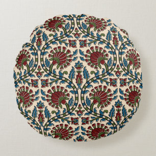 abstract hand block ajrakh print background design round pillow